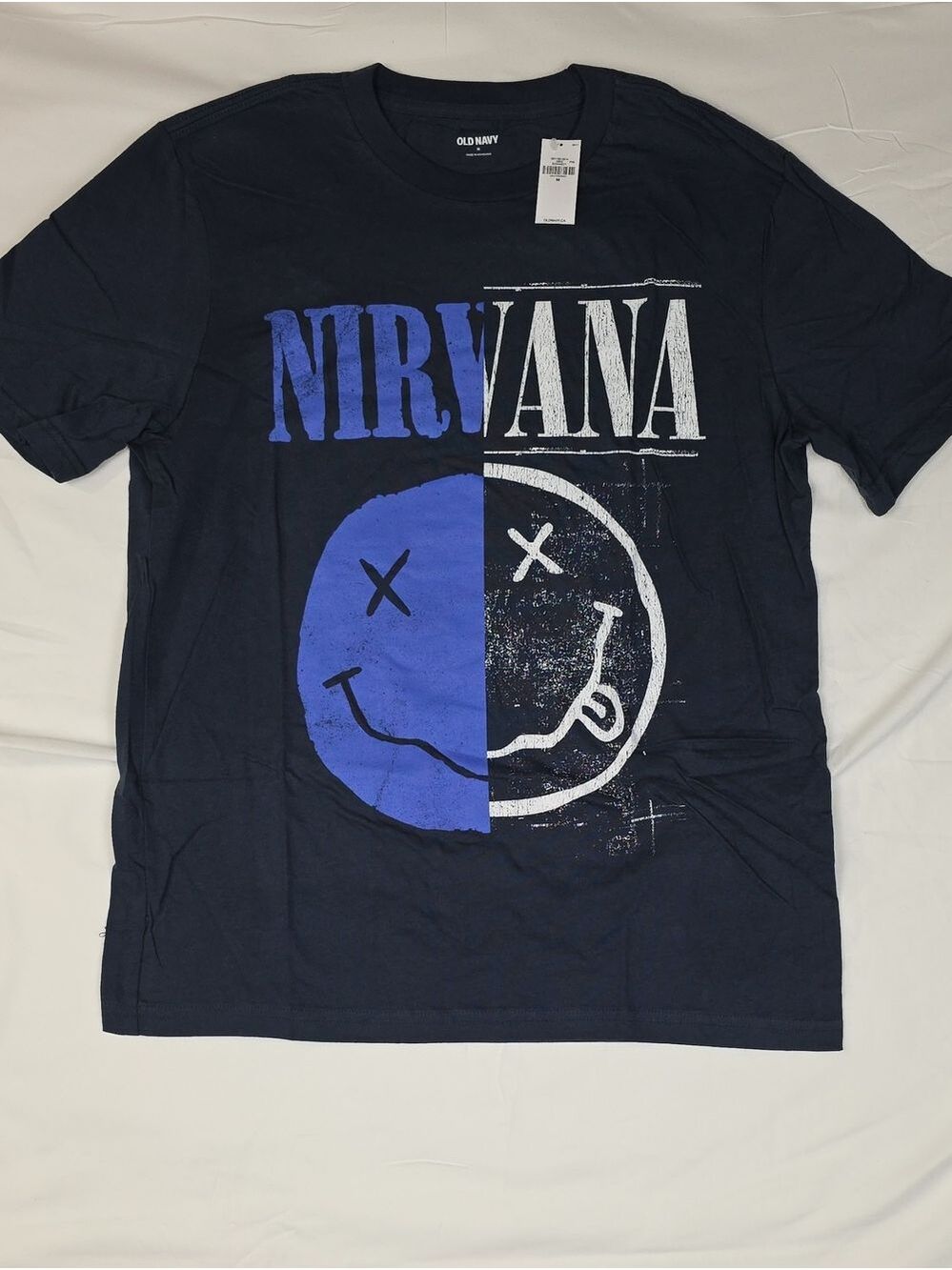 Old Navy Men’s Nirvana Graphic Tee - Navy/Blue Medium